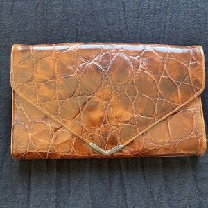 Vintage Zele’ Leather Clutch Brown Handbag Purse. No Strap. Excellent Shape! USA